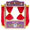 Toy Time Wooden Tabletop Puppet Theater with Curtains, Blackboard, and Clock, Creativity for Kids, Boys/Girls 414226YZC